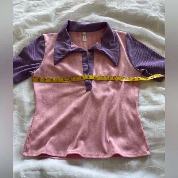 GoodTime USA 2-Piece XL Pink/Lavender Ribbed Collared w/Flared Bottoms Jump Suit - Picture 2 of 16